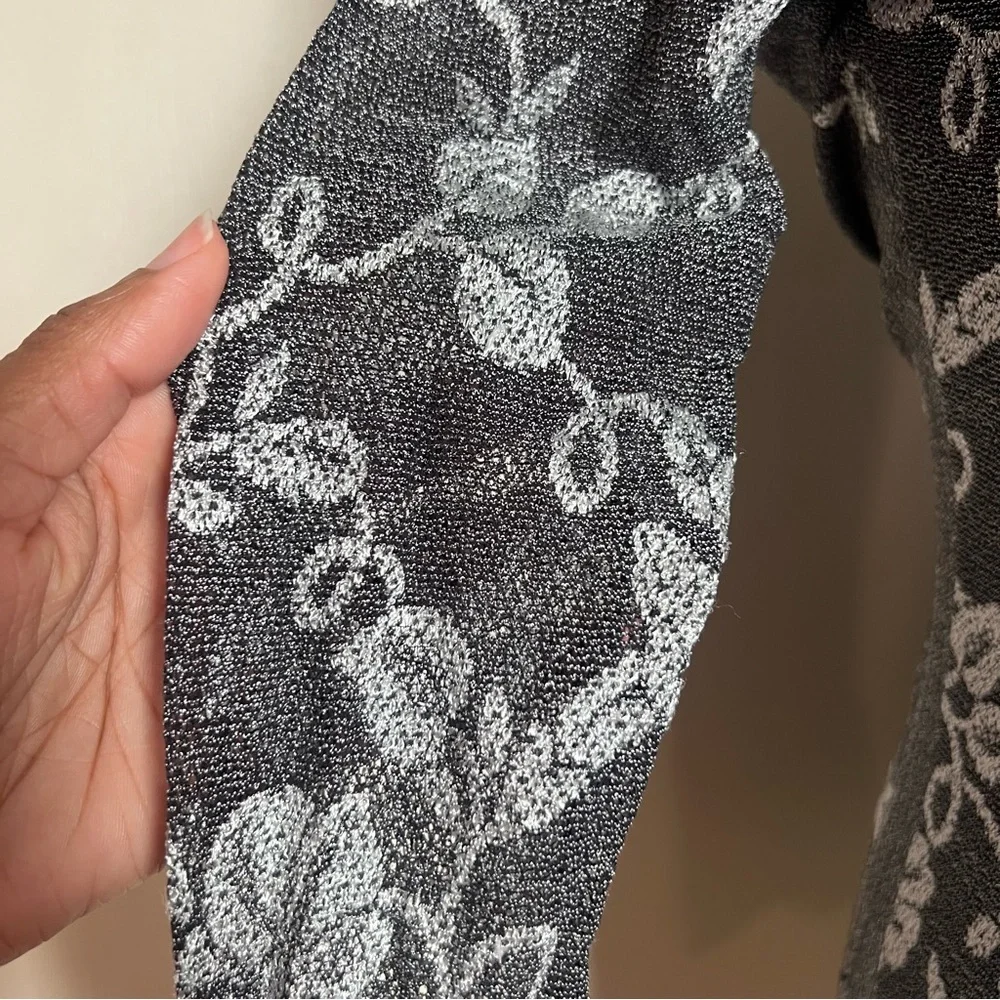 Vintage‎ Y2K Floral Mesh Mock Neck Top Small Sheer Long Sleeve - Picture 7 of 10